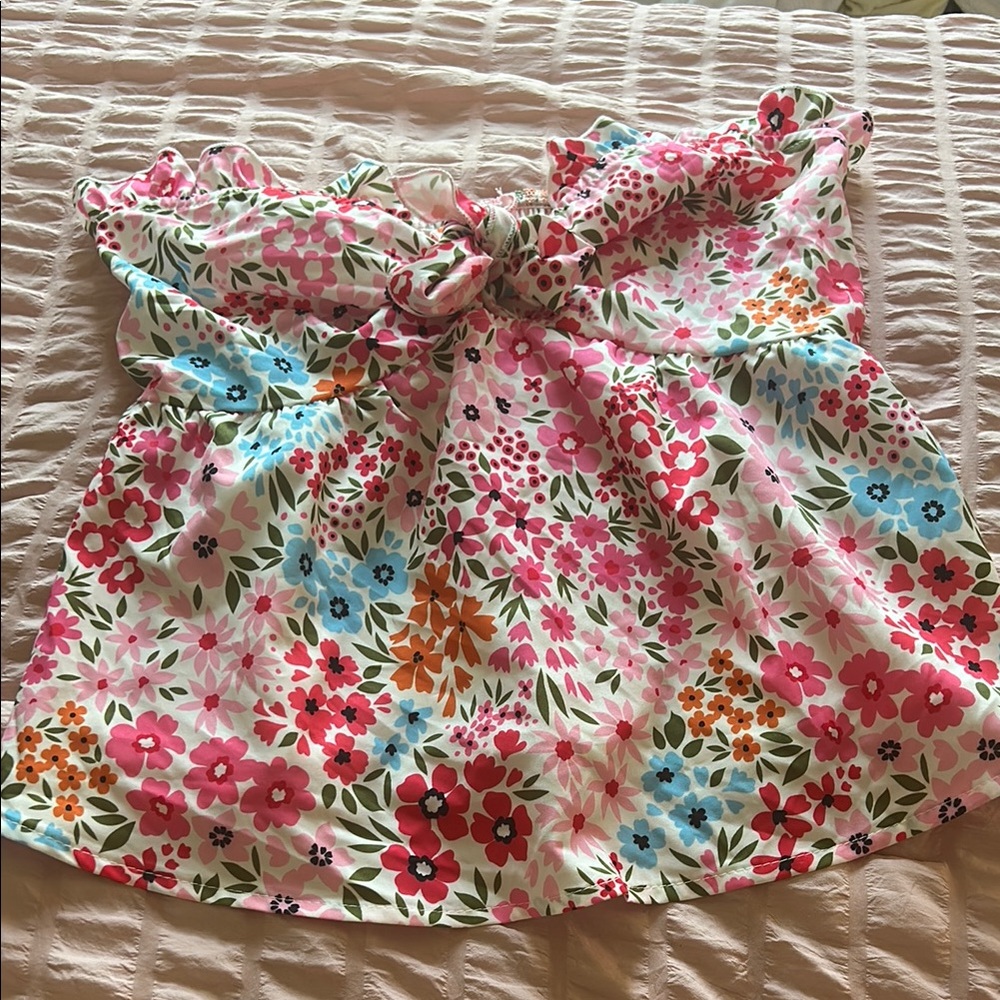 SHEIN Floral Ruffle Top - Pink, Blue, Red, Green